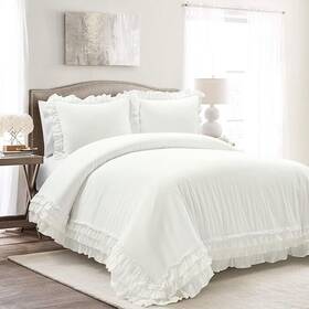 88863759 Lush Decor D Cor 3pc Full/queen Ella Ruffle Duvet Bedding Set White