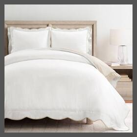91262520 Lush Decor 3pc King Coastal Chic Scallop Edge Duvet Set Neutral/white - D Cor
