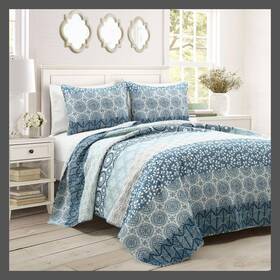 91262529 Lush Decor D Cor 3pc King/california King Bohemian Striped Reversible Oversized Quilt