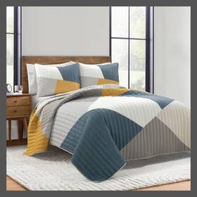 91262531 Lush Decor 3pc King/california King Modern Colorblock Quilt Set - D Cor