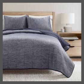 91844845 Lush Decor D Cor 3pc Full/queen Cooling Reversible Quilt Set Navy Machine