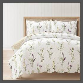 91844885 Lush Decor D Cor 3pc King/cali King Scallop Edge Floral Quilt Set Neutral