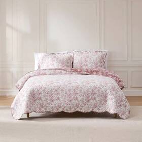 94725888 Lush Decor D Cor King/california King Peony Toile Reversible Cotton Quilts Pink