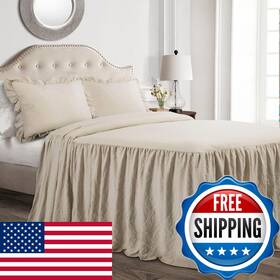 B07m5by37w Lush Decor Ruffle Skirt Bedspread Set - 3-piece Luxurious Farmhouse Bedding