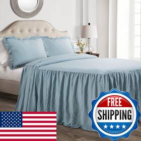 B07m93w37r Lush Decor Ruffle Skirt Bedspread Set - 3-piece Luxurious Farmhouse Bedding