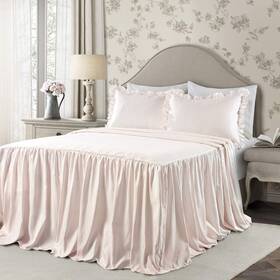 B07r4q3nkn Lush Decor Ticking Stripe Bedspread Queen Size 3 Piece Set Blush - Ruffle
