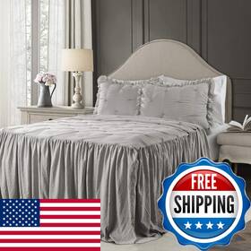 B07rb2v227 Lush Decor Ravello Pintuck Ruffle Skirt Bedspread Set - Luxe 3 Piece Ruffled