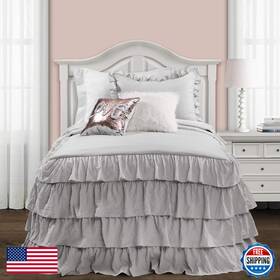 B07skcjkp9 Lush Decor Dcor Allison Ruffle Skirt Bedspread Light Gray Shabby Chic