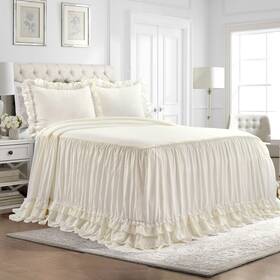 B07z8rjmpq Lush Decor Ella Ruffle Lace Bedspread 3 Piece Set Queen Ivory - Cute Bed