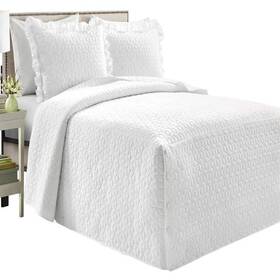 B082wmnly7 Lush Decor French Country Geo Bedspread Queen Size 3 Piece Set White - Quilted