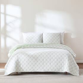 Edlcv3pcfqg Lush Decor Diamond Leaf Jacquard Reversible Matelasse Coverlet 3 Piece Set Full/queen Sa