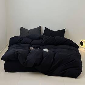 Hu-xi-23 Luxlovery Black Comforter King Men Pure Bedding Set Durable Quilts Blan