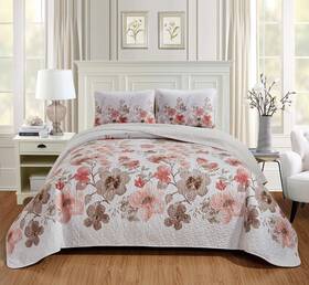 Luxury Home 665752456590 3piece King California Quilted Reversible Coverlet Bedspread Set Floral Pri