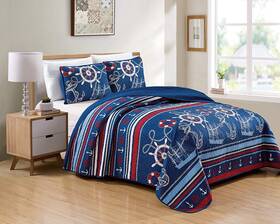 Luxury Home 665752458099 Collection 3 Piece Full/queen Oversized Quilted Reversible Coverlet Bedspread Be