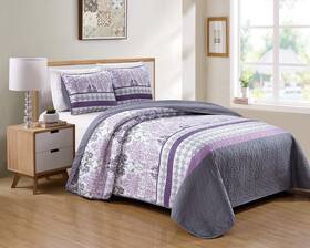 Luxury Home 665752458174 Collection 3 Piece Full/queen Quilted Reversible Coverlet Bedspread Set Flora