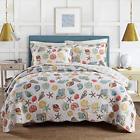 Ly289-seashell Douh Coral Ocean Bedding Quilt Set Queen Cotton Pieces Bedspread