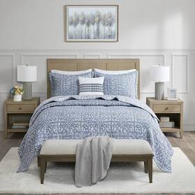 Madison Park 022164255072 Signature Harmony 4-piece Oversized Reversible Matelass Quilt Set