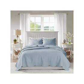 Madison Park 022164291674 Marino 3-pc Reversible Scalloped Edge Quilt Set - Blue