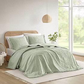 Madison Park 022164518153 Esme Floral Tufting Chenille 3-pc. Easy Care Bedspread Set Queen