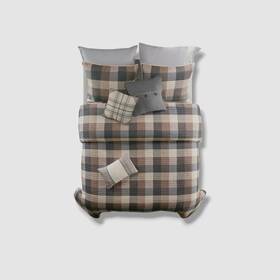 Madison Park 086569410764 Brown Herringbone Quilted Reversible Coverlet 6pc Set Full/queen
