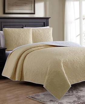 133017 Madison Park American Home Fashion Estate Marseille Full/queen 3 Pc Quilt Set - Straw Yellow