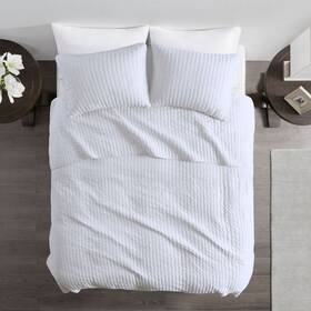 17231006 Madison Park Quilt Set Solid Antimicrobial Treatment White Twin/twinxl