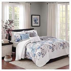 51506892 Madison Park Willow Watercolor Floral Quilted Coverlet Set Full/queen Blue - 6pc