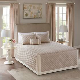 53322974 Madison Park Khaki Miller Tailored Bedspread Set Full/queen 4pc