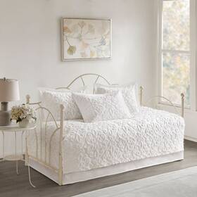 53330497 Madison Park White Amber Cotton Chenille Daybed Cover Set