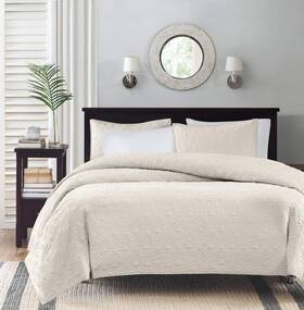 Madison Park 675716320508 Quebec Quilt Set - Luxurious Damask Stitching Design Cotton Filled Lightweig