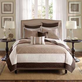 Madison Park 675716382797 Attingham Full/queen 7-piece Coverlet Set In Beige