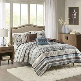 Madison Park 675716488659 Quilt Set Luxurious Jacquard Stripes Design - All Season Coverl
