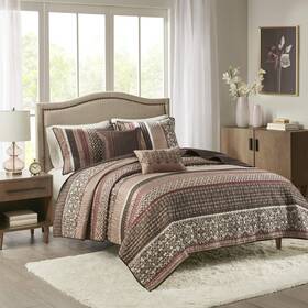 Madison Park 675716488666 Quilt Set Luxurious Jacquard Stripes Design - All Season Coverlet Bedspread