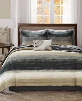 Madison Park 675716716066 Essentials Saben 8-pc. Quilt Set Full Taupe Nwt