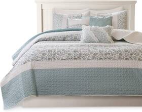 68524 Madison Park King Size Bedding Quilt Set Modern Farm French Country Shabby Chic Coverlet 6pc