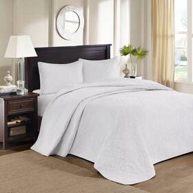 76769185 Madison Park 3pc Full Vancouver Reversible Bedspread Set White -