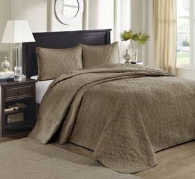 77375303 Madison Park 3pc King Vancouver Reversible Bedspread Set Mocha Brown