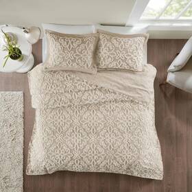 79932882 Madison Park King/california King 3pc Amber Tufted Cotton Bedspread Set Taupe
