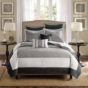 B01175cfwc Madison Park Attingham Reversible Quilt Set - All Season Breathable Coverlet