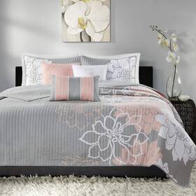 B085nwxwk7 Madison Park Lola 100 Cotton Quilt Set-casual Floral Channel Stitching Design
