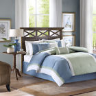 Madison Park Bethany Blue Green White Piece Comforter Set King