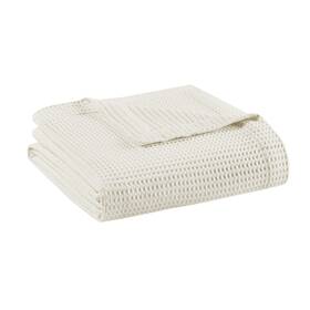 Br51n-3827 Madison Park 100% Cotton Blanket Trendy Woven Waffle Weave Design All Seaso