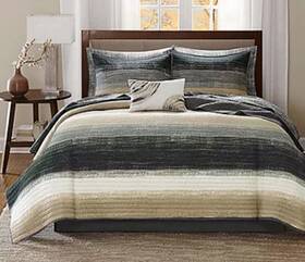 Madison Park Essentials 675716716059 Barret 6-pc Twin Quilt Set Cotton Bed Sheets Taupe New
