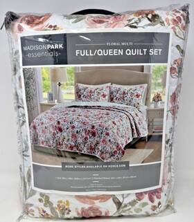 Kl14-3193 Madison Park 3pc Full/queen Floral Multi Quilt Set
