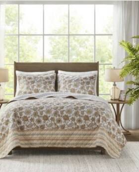 Mch14-5131 Madison Park Zola 100% Cotton Reversible 3-pc. Quilt Set