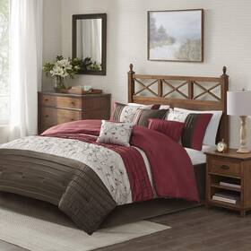 Mp10-308 Madison Park Serene Faux Silk Comforter Set - Floral Embroidery Design All S
