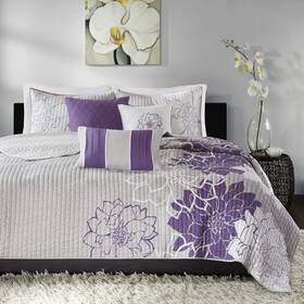 Mp13-2313 Madison Park Lola 100% Cotton King/cal King 104 Inch X94 Purple