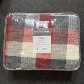 Mp13-4675 Madison Park Reversible Quilt Set Plaid King/cal King 104 Inch X92 6 Piece