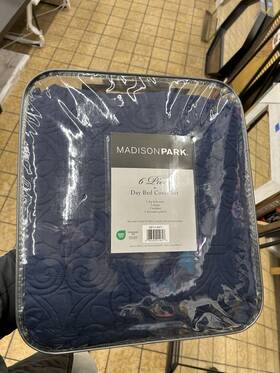 Mp13-4971 Madison Park 6 Piece Day Bed Cover Set Navy Floral And Nature Pattern