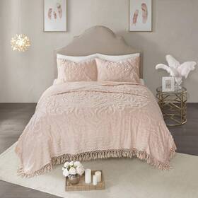 Mp13-5880 Madison Park Laetitia Lightweight 100% Cotton Quilt Set Breathable Chenille Tufted Shabb
